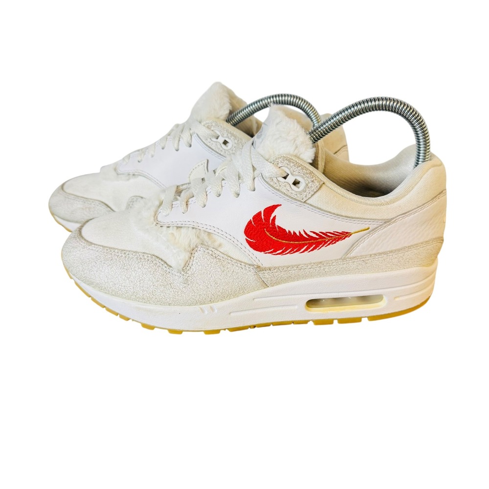 Nike Air Max 1 Coast Sail White Red Feather Swoosh Mens 8 Sneaker FJ4735-100 - Picture 2 of 12